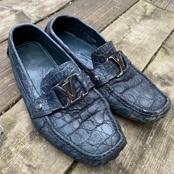 Authentic Louis Vuitton Monte Carlo Crocodile Skin Shoes Size 8 - Picture 4 of 16